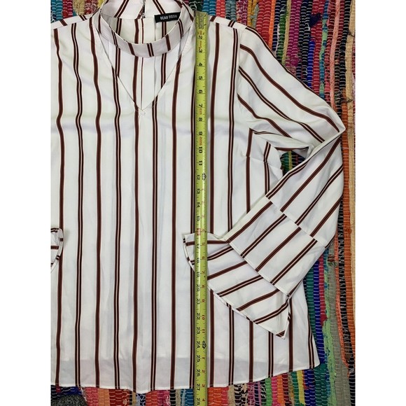 Beau Tissu V-Neck Back Button Striped Long Sleeve Size L Large Women's - Picture 8 of 11